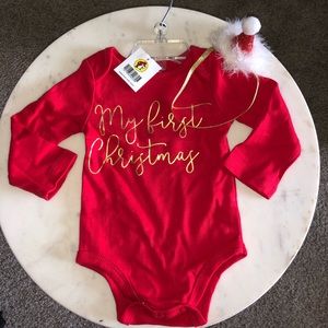 Baby’s First Christmas Onesie with Santa Hat